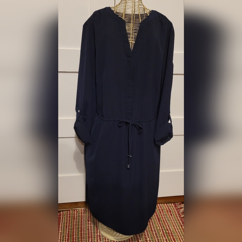 Creation L Navy Drawstring Waist Dress